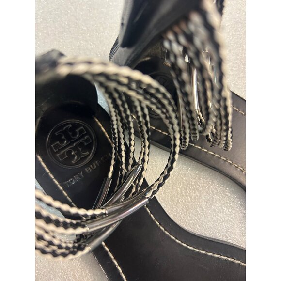 Tory Burch Mignon Rings Black-silver Ankle Strap sandals 11687 size 11 - Picture 9 of 9